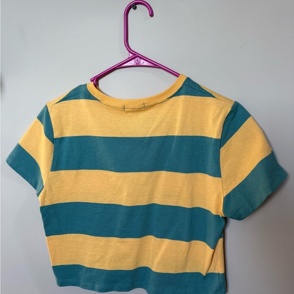 Small Full Tilt Yellow and Green Striped Crop Top - Picture 2 of 2